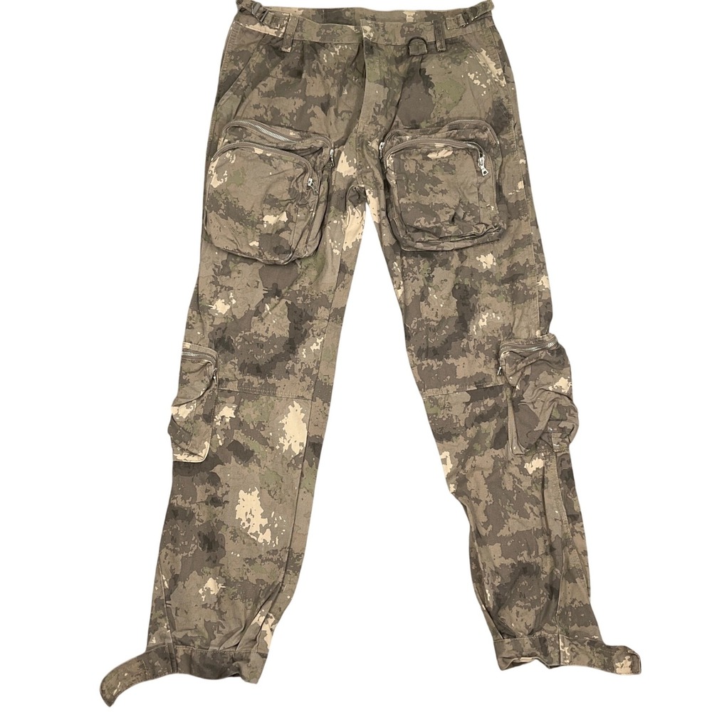 mnml Tactical Pants Mens Large 34W 31L Brown Camo Cargo Multi 3D Pocket Utility